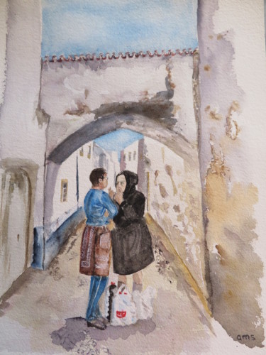 Painting titled "Conversation 2" by Anne-Marie Simard-Grasset, Original Artwork, Watercolor