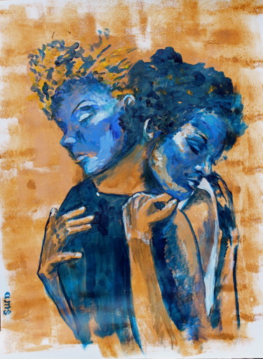 Painting titled "Bleu" by Anne-Marie Simard-Grasset, Original Artwork, Acrylic