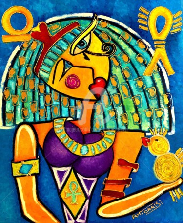Painting titled "CLEOPATRE" by Anne Marie Torrisi, Original Artwork, Oil