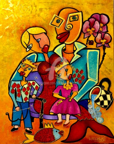 Pintura titulada "LES TRÉSORS DU PRIN…" por Anne Marie Torrisi, Obra de arte original, Oleo Montado en Bastidor de camilla d…