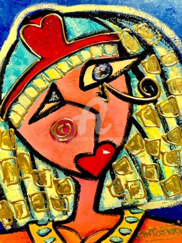 Painting titled "zoom CLEOPATRE" by Anne Marie Torrisi, Original Artwork, Oil