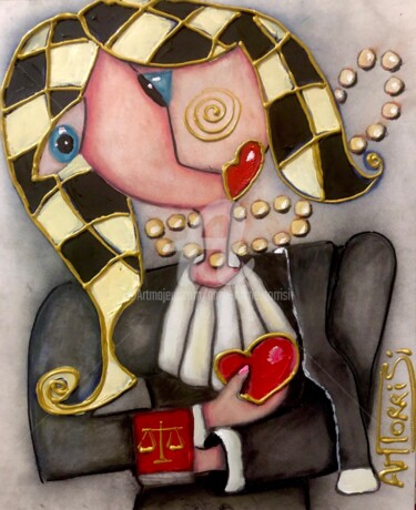 Drawing titled "L’AVOCATE" by Anne Marie Torrisi, Original Artwork, Pastel