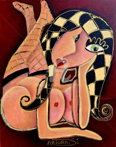 Painting titled "SENSUELLE" by Anne Marie Torrisi, Original Artwork, Acrylic Mounted on Wood Stretcher frame