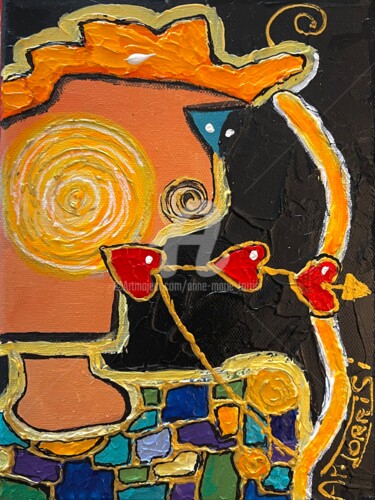 Painting titled "SAGITTAIRE petit mo…" by Anne Marie Torrisi, Original Artwork, Acrylic Mounted on Wood Stretcher frame