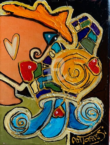 Painting titled "VERSEAU petit modèle" by Anne Marie Torrisi, Original Artwork, Acrylic Mounted on Wood Stretcher frame