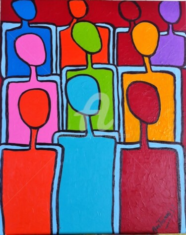 Painting titled "L' Humanité" by Anne Marie Torrisi, Original Artwork