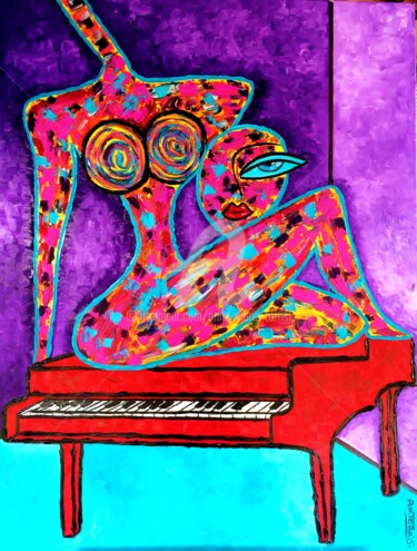 Painting titled "LA PAUSE MUSICALE" by Anne Marie Torrisi, Original Artwork, Oil