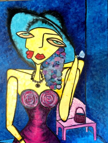 Painting titled "LA BOURGEOISE" by Anne Marie Torrisi, Original Artwork, Oil