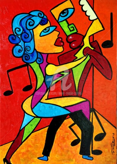 Painting titled "SALSA" by Anne Marie Torrisi, Original Artwork, Oil