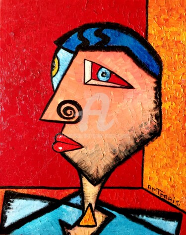 Painting titled "PHOTO DE PROFIL 1*" by Anne Marie Torrisi, Original Artwork, Oil