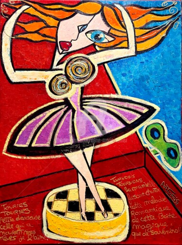 Painting titled "LA BOITE A MUSIQUE" by Anne Marie Torrisi, Original Artwork, Oil