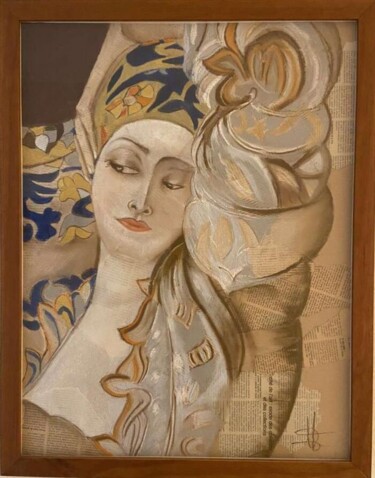 Malerei mit dem Titel "Rêverie profonde" von Anne-Marie Vincent, Original-Kunstwerk, Pastell