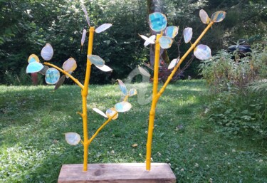 Sculpture intitulée "Arbres papillons ja…" par Anne Maury, Œuvre d'art originale