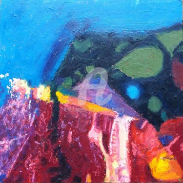 Peinture intitulée "Jardin au crépuscule" par Anne Maury, Œuvre d'art originale, Huile