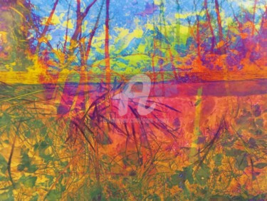 Collagen mit dem Titel "Racines #1" von Anne Maury, Original-Kunstwerk, 2D digitale Arbeit