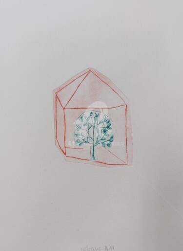Gravures & estampes intitulée "Cabane #11 arbre" par Anne Maury, Œuvre d'art originale, Gravure