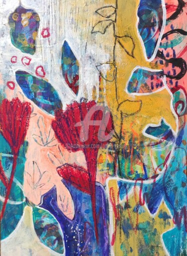 Pittura intitolato "Jardin sauvage #27" da Anne Maury, Opera d'arte originale, Acrilico