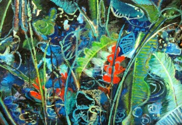 Painting titled "Poésie tropicale" by Anne Maury, Original Artwork, Oil