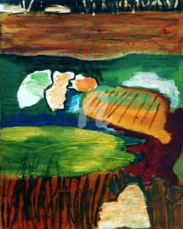 Peinture intitulée "Lire entre les herb…" par Anne Maury, Œuvre d'art originale, Huile