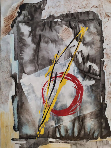 Картина под названием "Lock-down 1 sans ti…" - Anne-Michelle Vrillet (Mina), Подлинное произведение искусства, Чернила