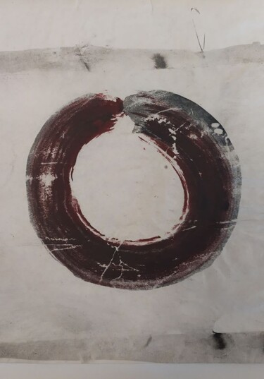 Painting titled "Lock-down 1 Enso" by Anne-Michelle Vrillet (Mina), Original Artwork, Ink