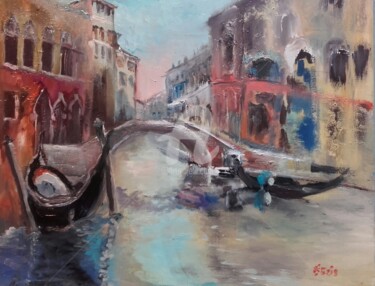 Pittura intitolato "Venise" da Anne Paris, Opera d'arte originale, Olio Montato su Telaio per barella in legno