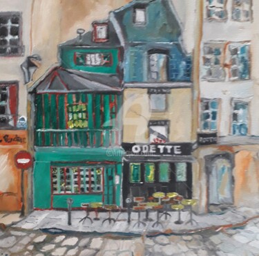 Картина под названием "Paris, chez Odette" - Anne Paris, Подлинное произведение искусства, Масло Установлен на Деревянная ра…