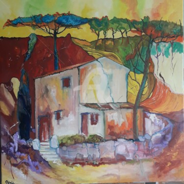 Peinture intitulée "Le cabanon de Cézan…" par Anne Paris, Œuvre d'art originale, Huile Monté sur Châssis en bois