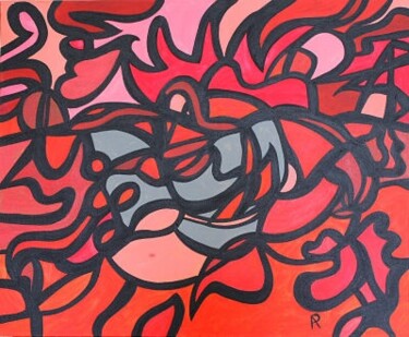 Peinture intitulée "Le coq rouge" par Anne Philippe, Œuvre d'art originale