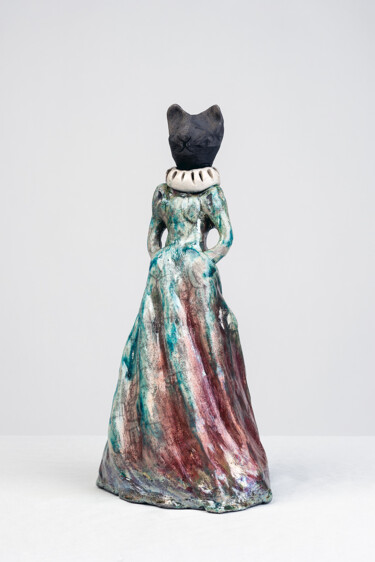 Scultura intitolato "chat renaissance" da Anne Platbroot, Opera d'arte originale, Ceramica