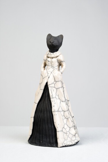 Скульптура под названием "chat Serena" - Anne Platbroot, Подлинное произведение искусства, Керамика
