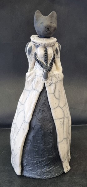 Sculpture titled "chat Helena" by Anne Platbroot, Original Artwork, Ceramics