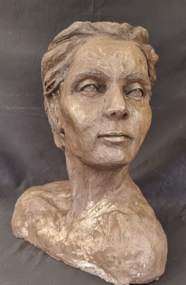 Sculptuur getiteld "portrait de Anne" door Anne Platbroot, Origineel Kunstwerk, Terra cotta