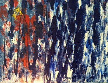Peinture intitulée "Forêt bleutée" par Anne Raimbert, Œuvre d'art originale, Acrylique Monté sur Châssis en bois