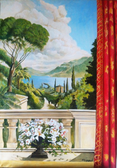 Peinture intitulée "lac au rideau.jpg" par Anne Reymond, Œuvre d'art originale, Acrylique