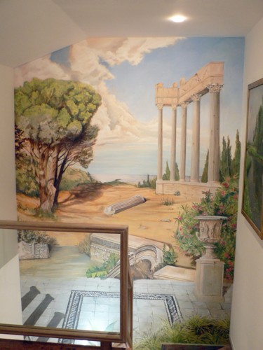 Ζωγραφική με τίτλο "Temple Grec" από Anne Reymond, Αυθεντικά έργα τέχνης, Ακρυλικό