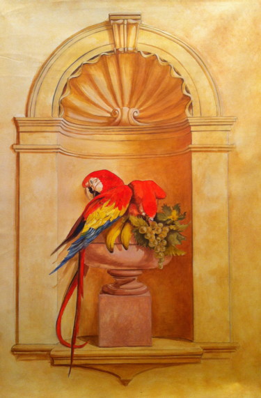 Peinture intitulée "Fruits aux Perroque…" par Anne Reymond, Œuvre d'art originale, Acrylique