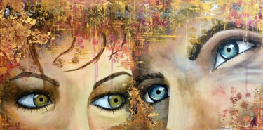 Картина под названием "Regarde-moi" - Anne Robin, Подлинное произведение искусства, Акрил Установлен на Деревянная рама для…
