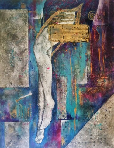 Картина под названием "En apesanteur" - Anne Robin, Подлинное произведение искусства, Акрил Установлен на Деревянная рама дл…