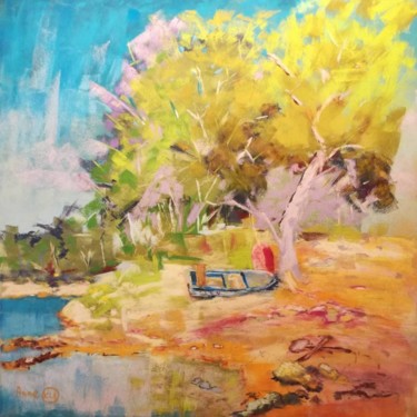 Painting titled "Île-aux-moustiques-…" by Anne Roncalli, Original Artwork, Pastel Mounted on Wood Panel