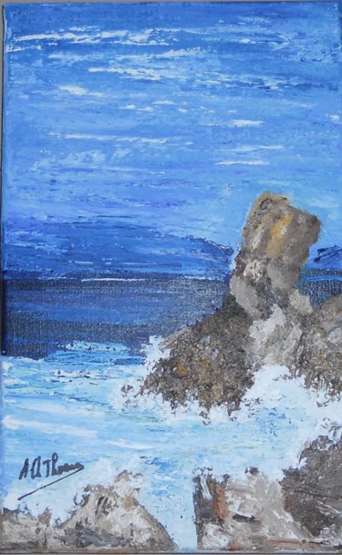 Peinture intitulée "Le rocher" par Anne Christine Thomas, Œuvre d'art originale, Huile