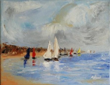 Painting titled "Paysage marin" by Anne-Véronique Robert, Original Artwork