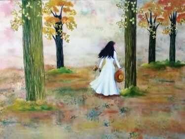 Картина под названием "La fleur oubliée" - Anne Vincent-Rohaut, Подлинное произведение искусства, Акрил Установлен на Деревя…