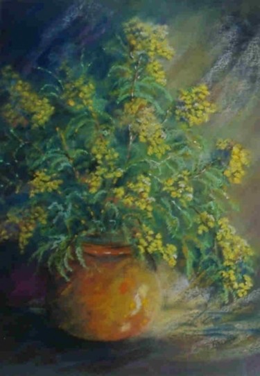 Peinture intitulée "Les mimosas" par Anne Vincent-Rohaut, Œuvre d'art originale