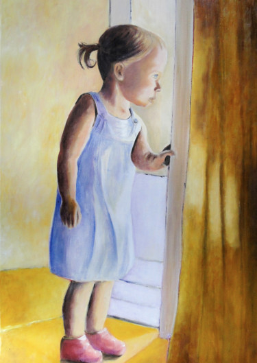 Painting titled "petite-curieuse.jpg" by Anne Vincent-Rohaut, Original Artwork, Oil