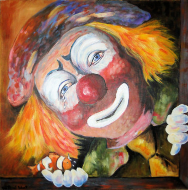 Ζωγραφική με τίτλο "le-clown.jpg" από Anne Vincent-Rohaut, Αυθεντικά έργα τέχνης, Ακρυλικό