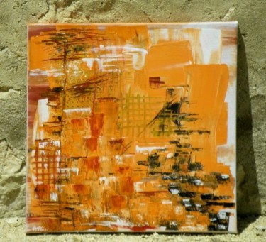 Peinture intitulée "Savane Orange" par Anne Abier, Œuvre d'art originale, Acrylique