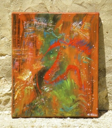 Peinture intitulée "Dragon rouge" par Anne Abier, Œuvre d'art originale, Acrylique