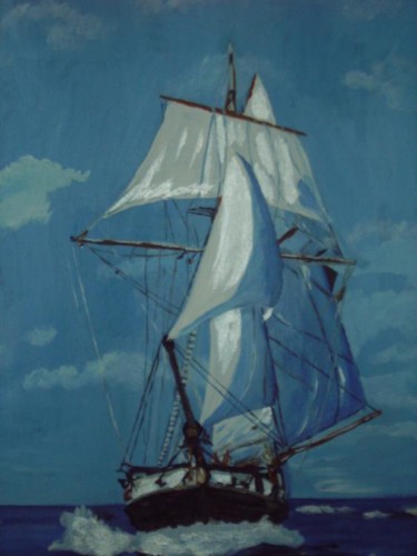 Peinture intitulée "Vieux bateau" par Anne-Charles, Œuvre d'art originale