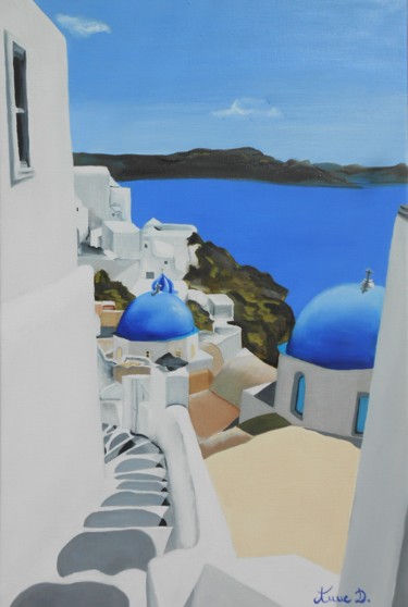 Pintura intitulada "Santorini - Wonderf…" por Anne D., Obras de arte originais, Óleo